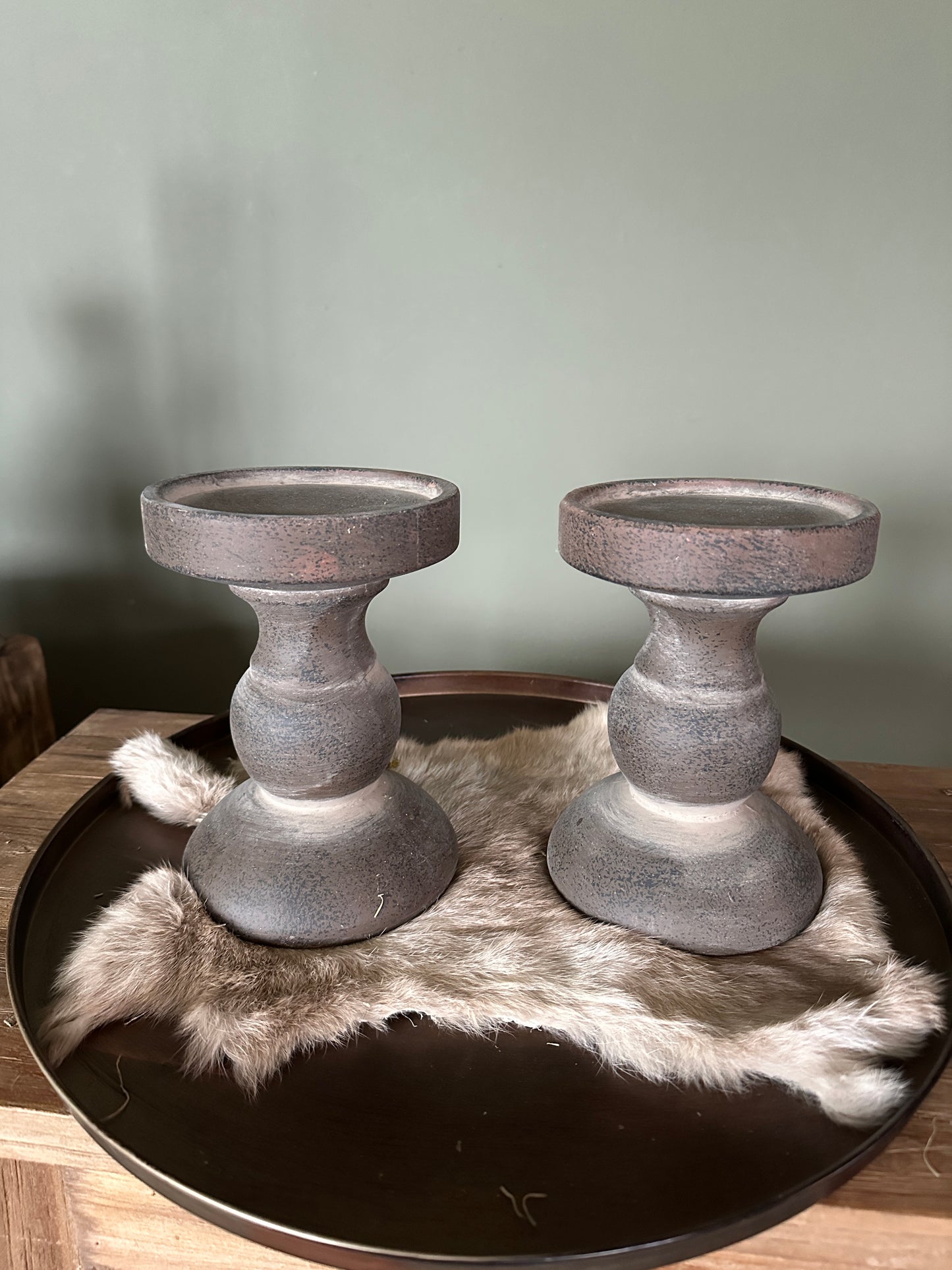 Kandelaar bruin aardewerk