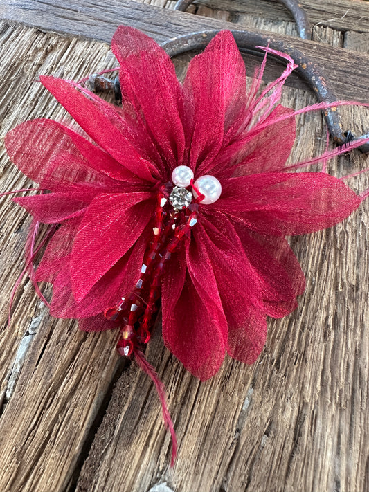 Broche bloem rood - Sfeerstal69