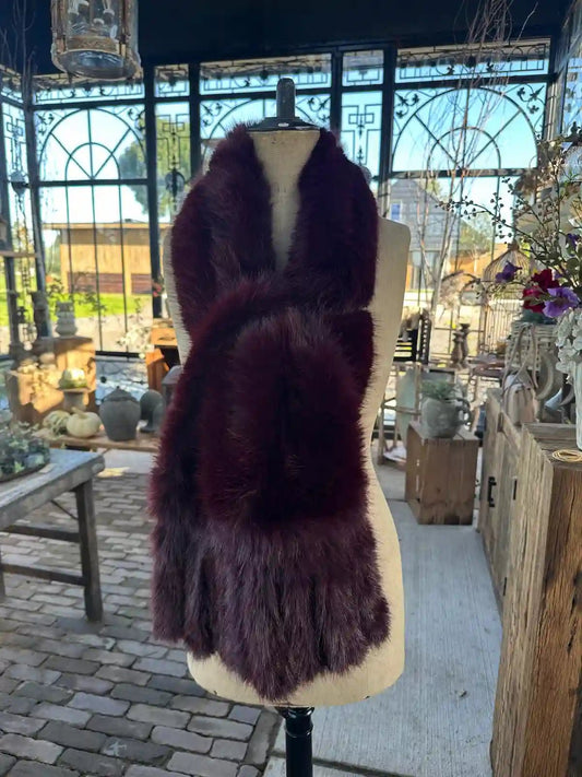 Lange luxe faux-fur sjaal XL burgundy - Sfeerstal69