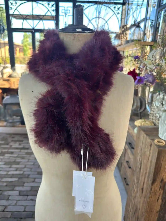 Korte luxe sjaal burgundy - Sfeerstal69