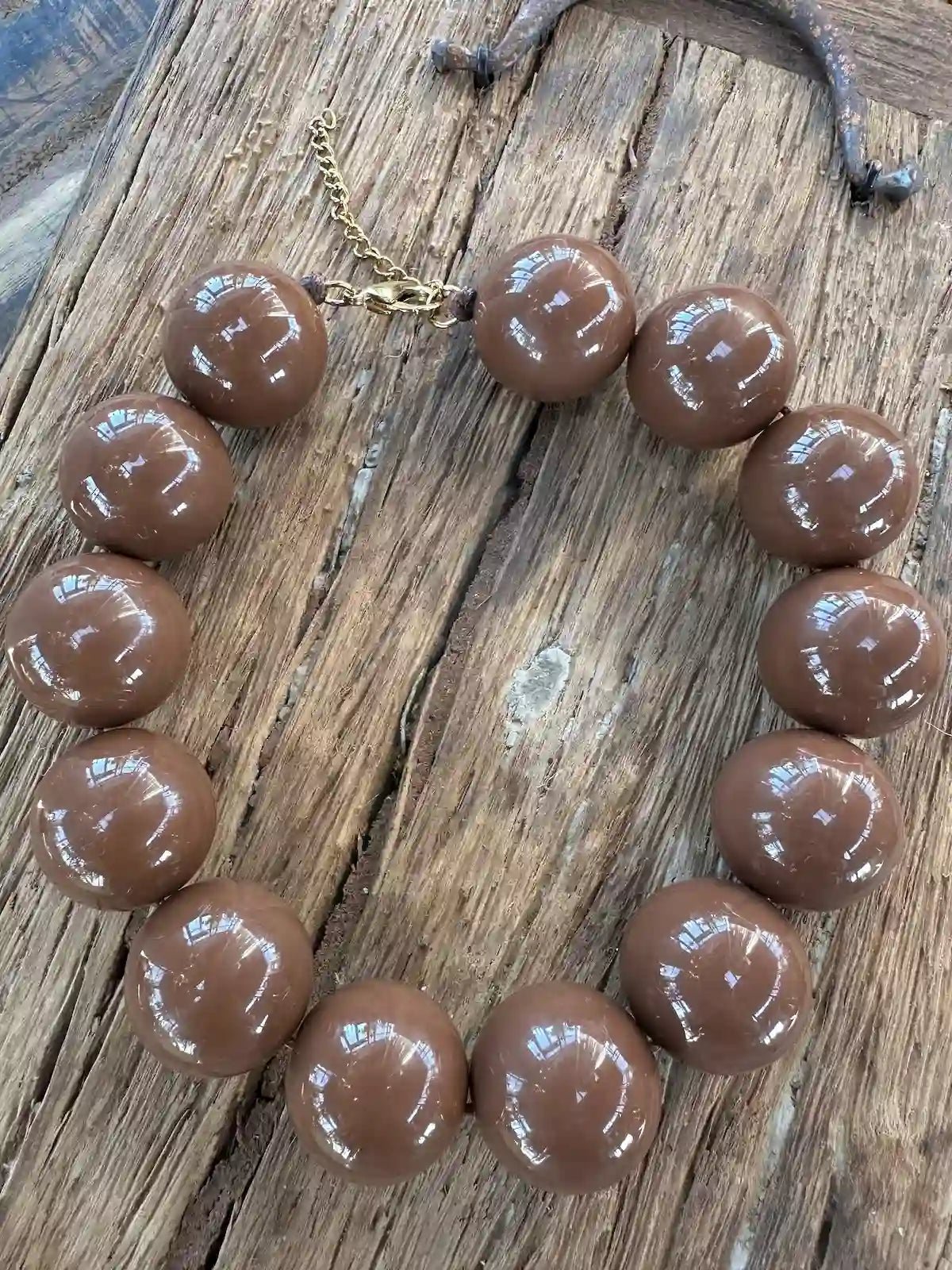 Kralenketting bruin 30 mm - Sfeerstal69