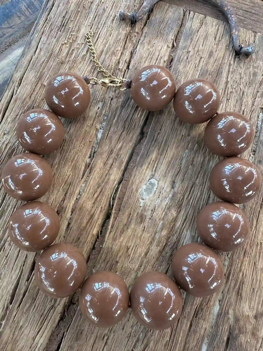 Kralenketting bruin 30 mm - Sfeerstal69