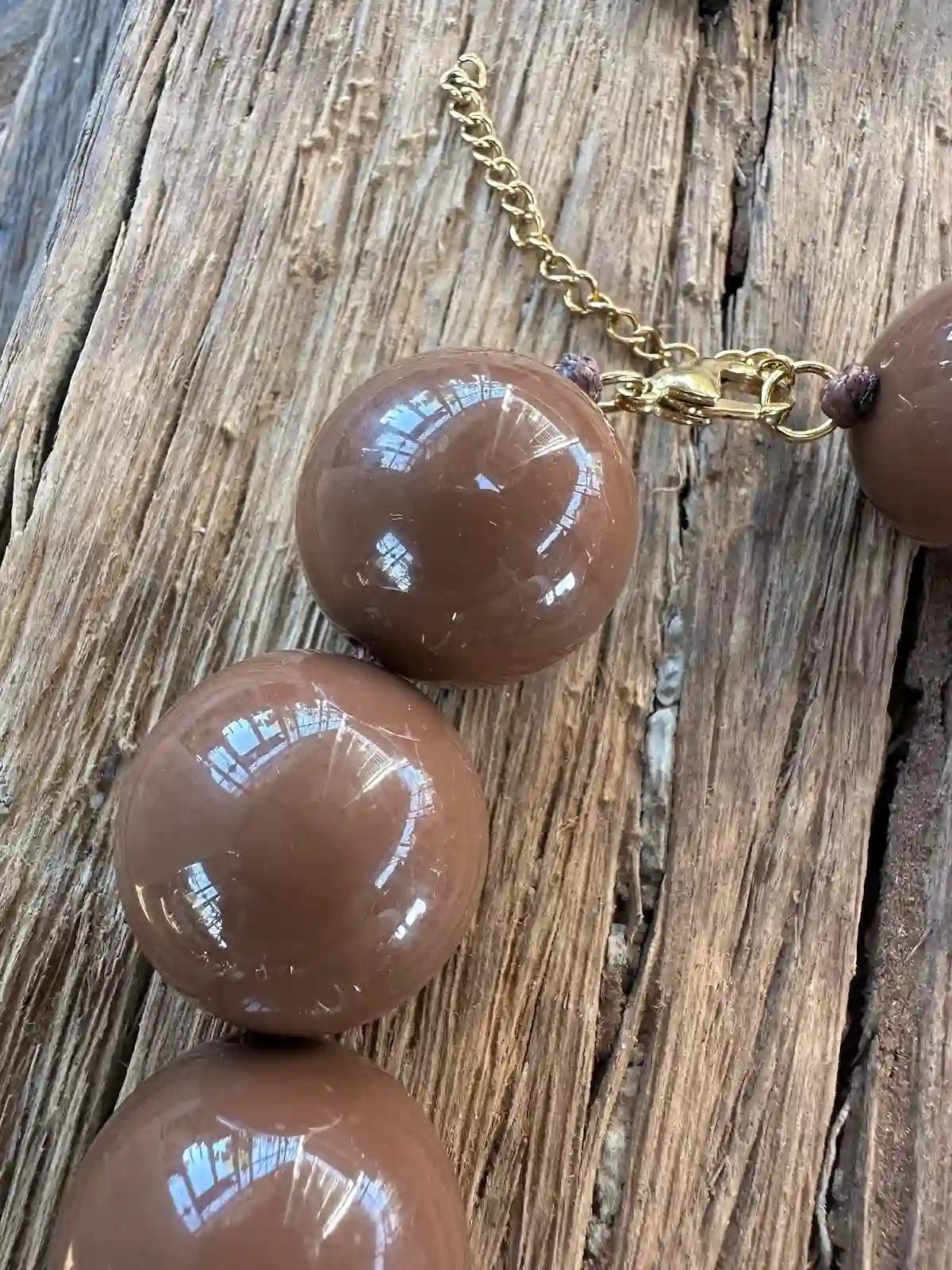 Kralenketting bruin 30 mm - Sfeerstal69