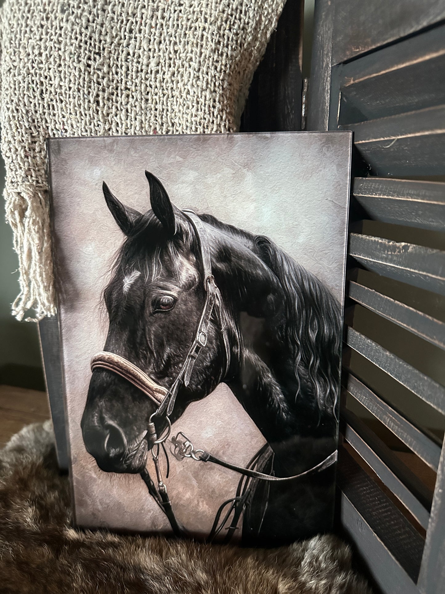 Afbeelding paard op glasplaat 1