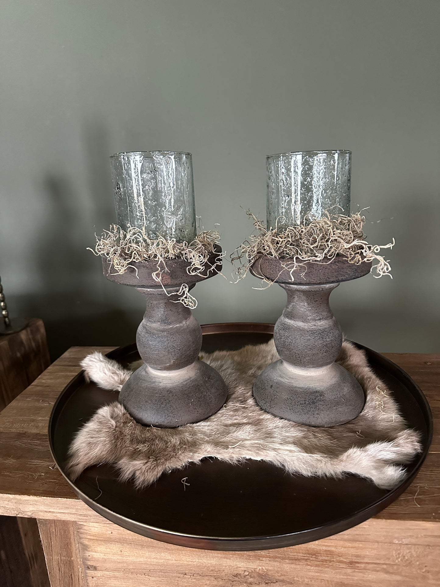 Kandelaar bruin aardewerk