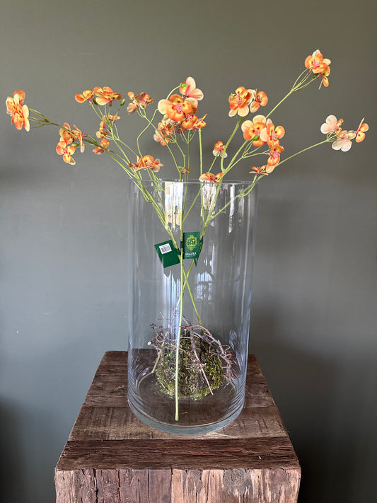 Kunst viooltjes oranje geel Silk-ka