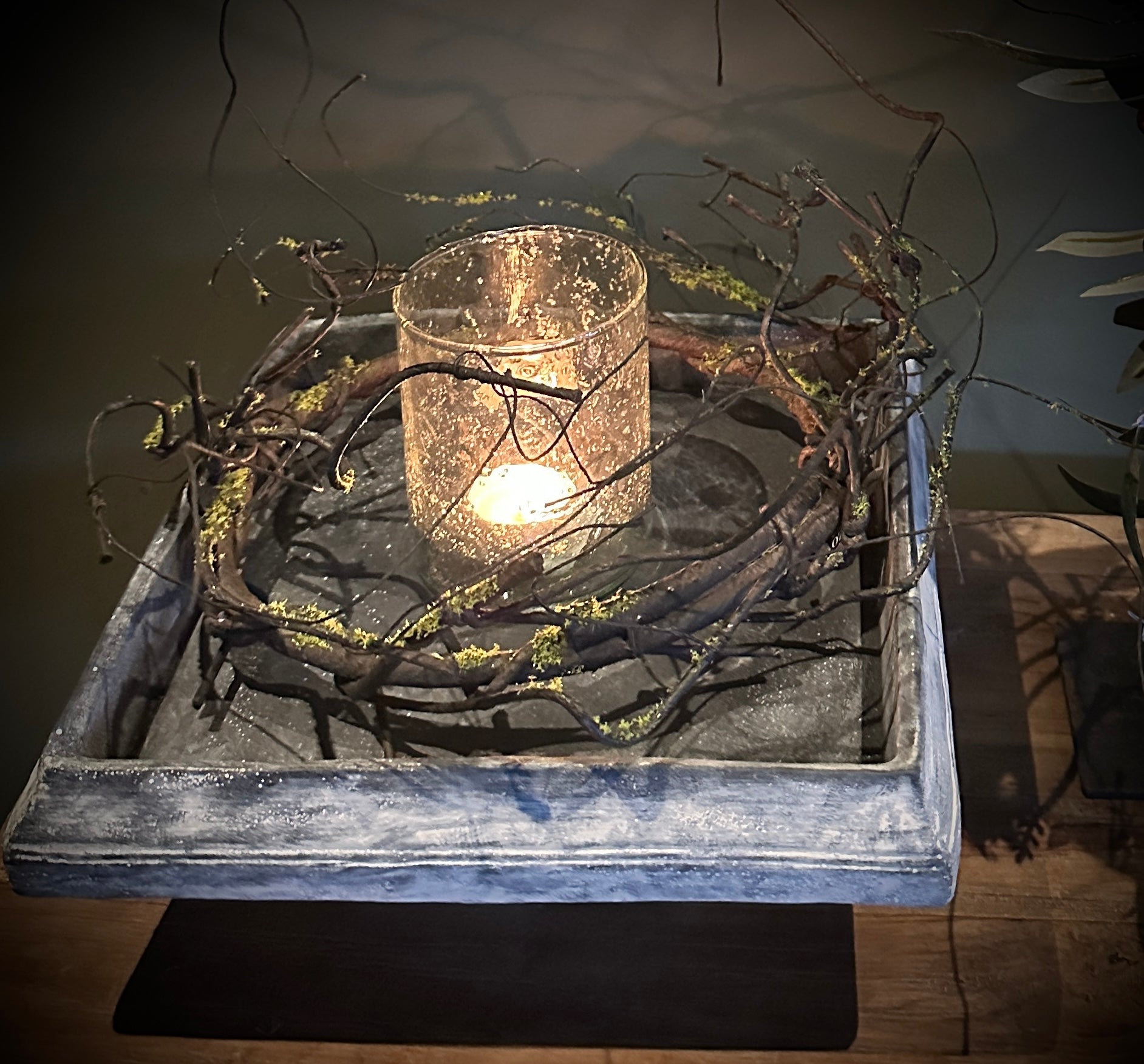 Wilgenkrans kunst 22 cm, rustieke wanddecoratie voor deur of interieur
