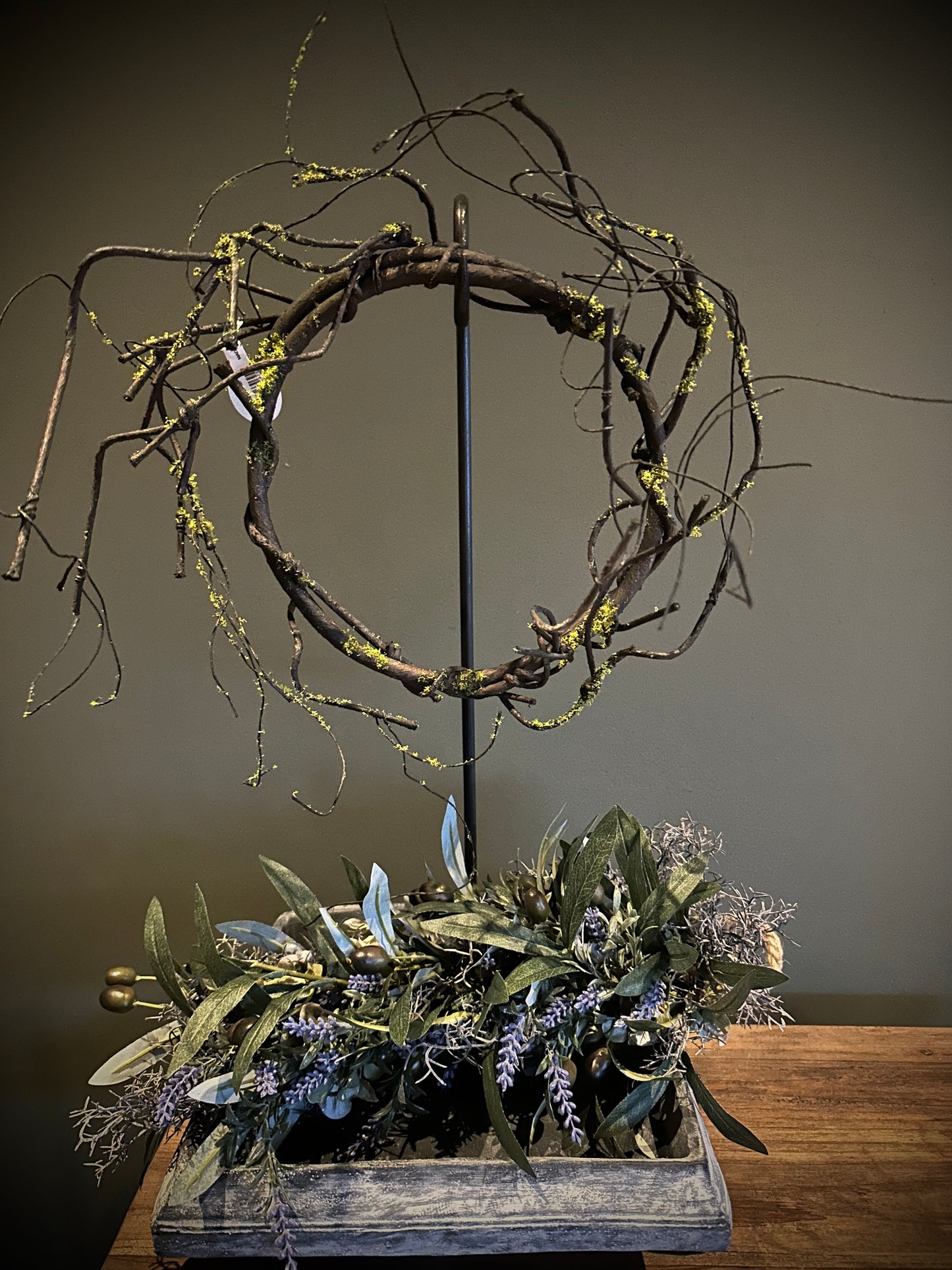 Wilgenkrans kunst 22 cm, rustieke wanddecoratie voor deur of interieur