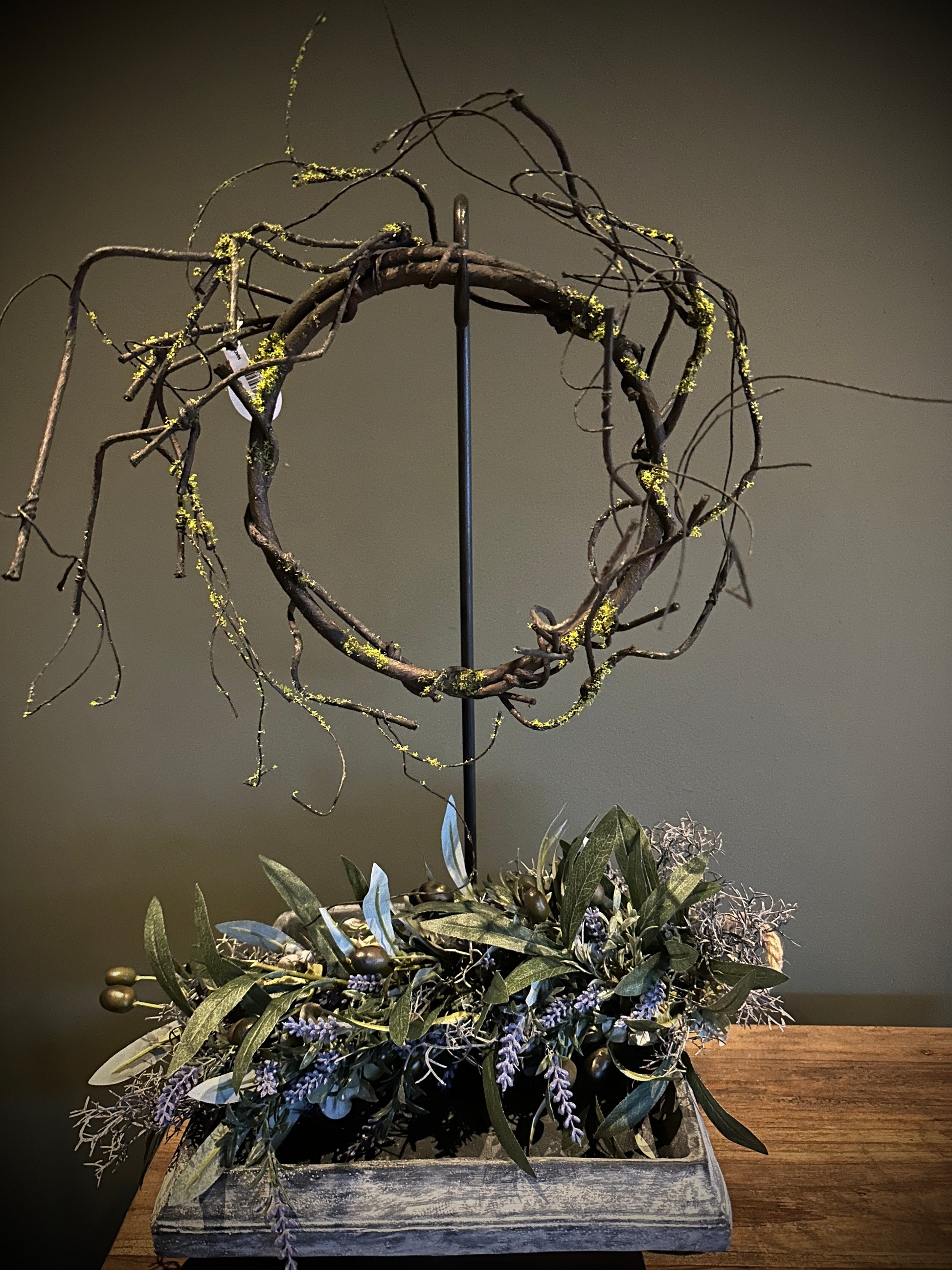 Wilgenkrans kunst 22 cm, rustieke wanddecoratie voor deur of interieur