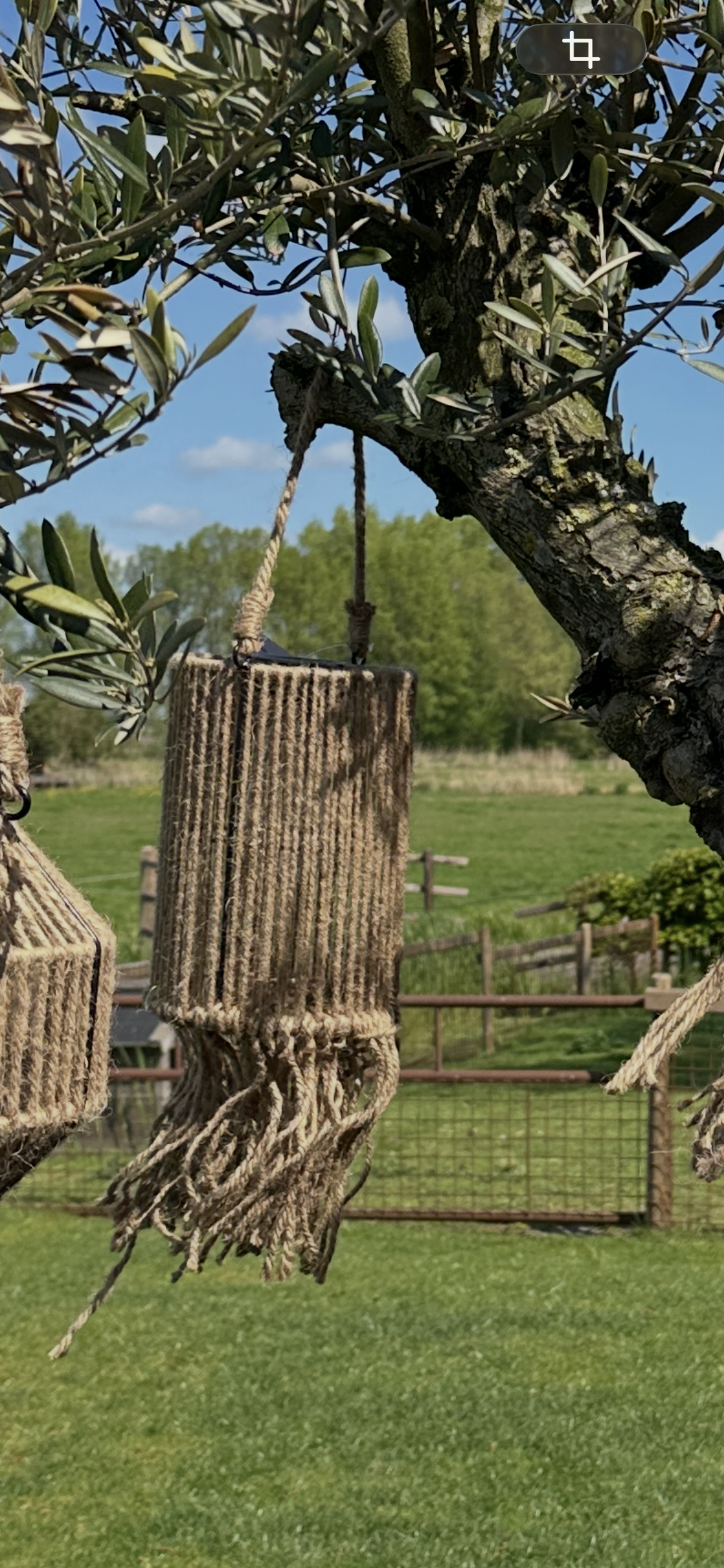 Jute solar hanglamp voor buiten / Ibiza stijl