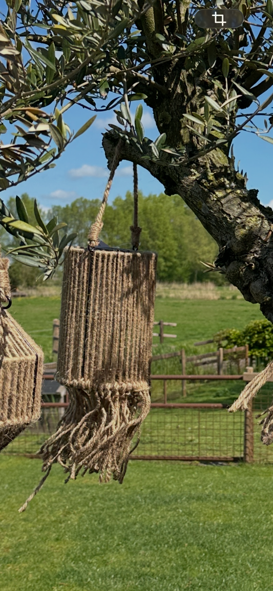 Jute solar hanglamp voor buiten / Ibiza stijl