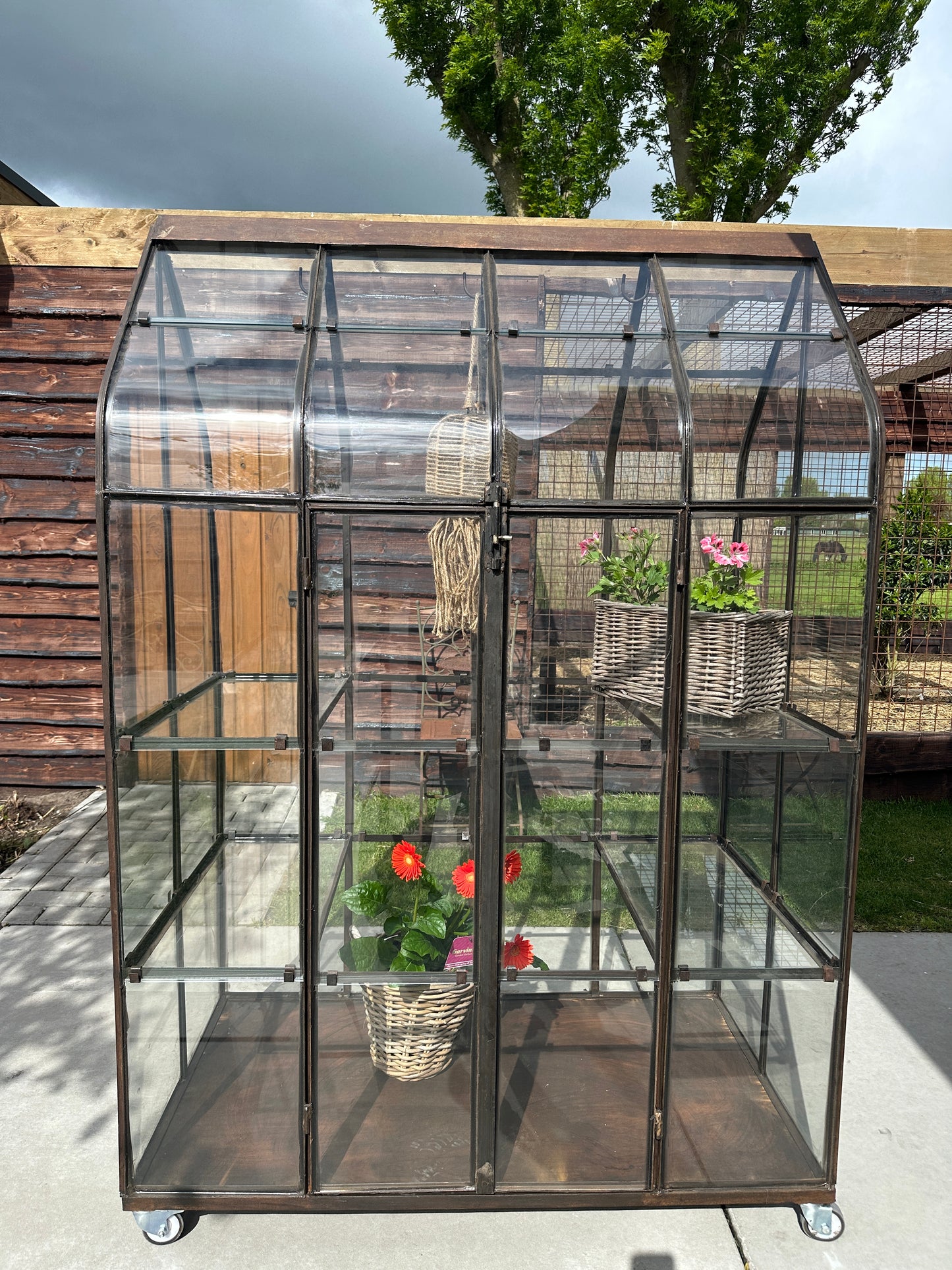 Landelijke kweekkas met authentieke patina en ijzeren frame