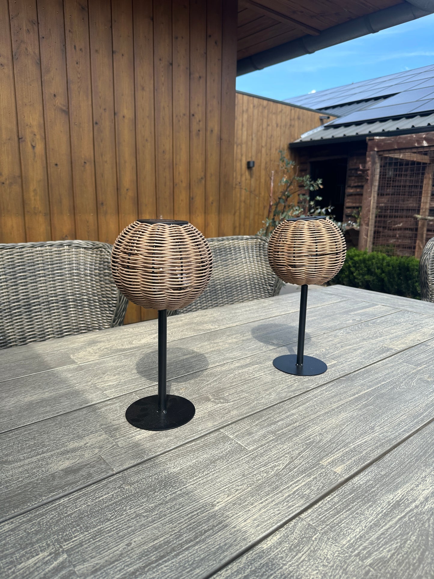 Solar tafellamp op voet Onora bruin – sfeervolle buitenlamp op zonne-energie