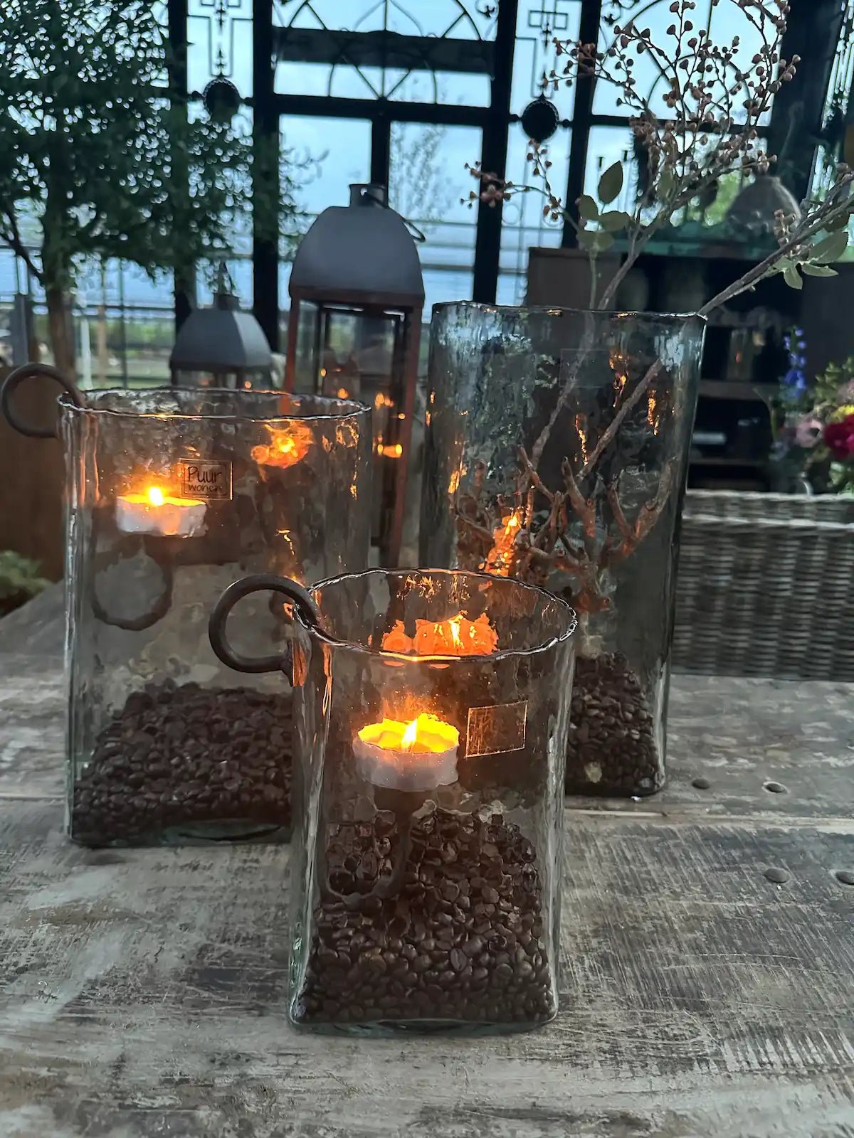 Grote Flor – Groot Mondgeblazen Windlicht Antiekglas | Puur Wonen - Sfeerstal69
